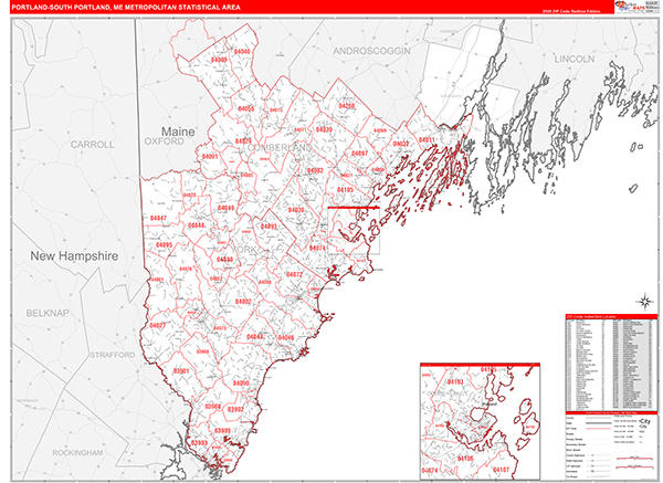 Portland-South Portland Metro Area Wall Map